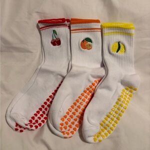 Pilates socks with fruits, hearts, fall colors